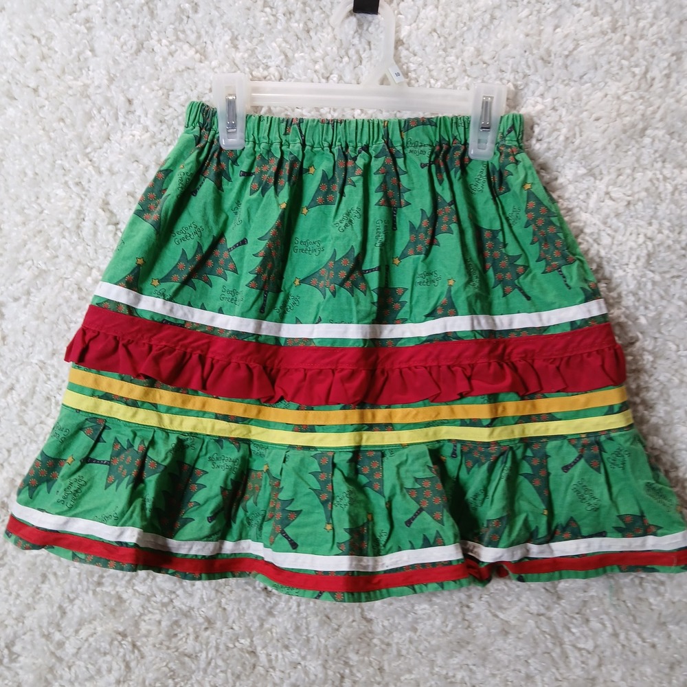 Native American Seminole Seasons Green‎ Ruffle Tiered girls Skirt Elastic Waist